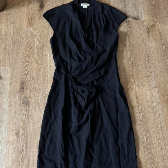 Helmut Lang Black Twisted Front Cap Sleeve Dress in Sheath Dress Size 2 - Picture 1 of 5
